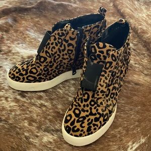 Qupid Leopard Wedge Booties